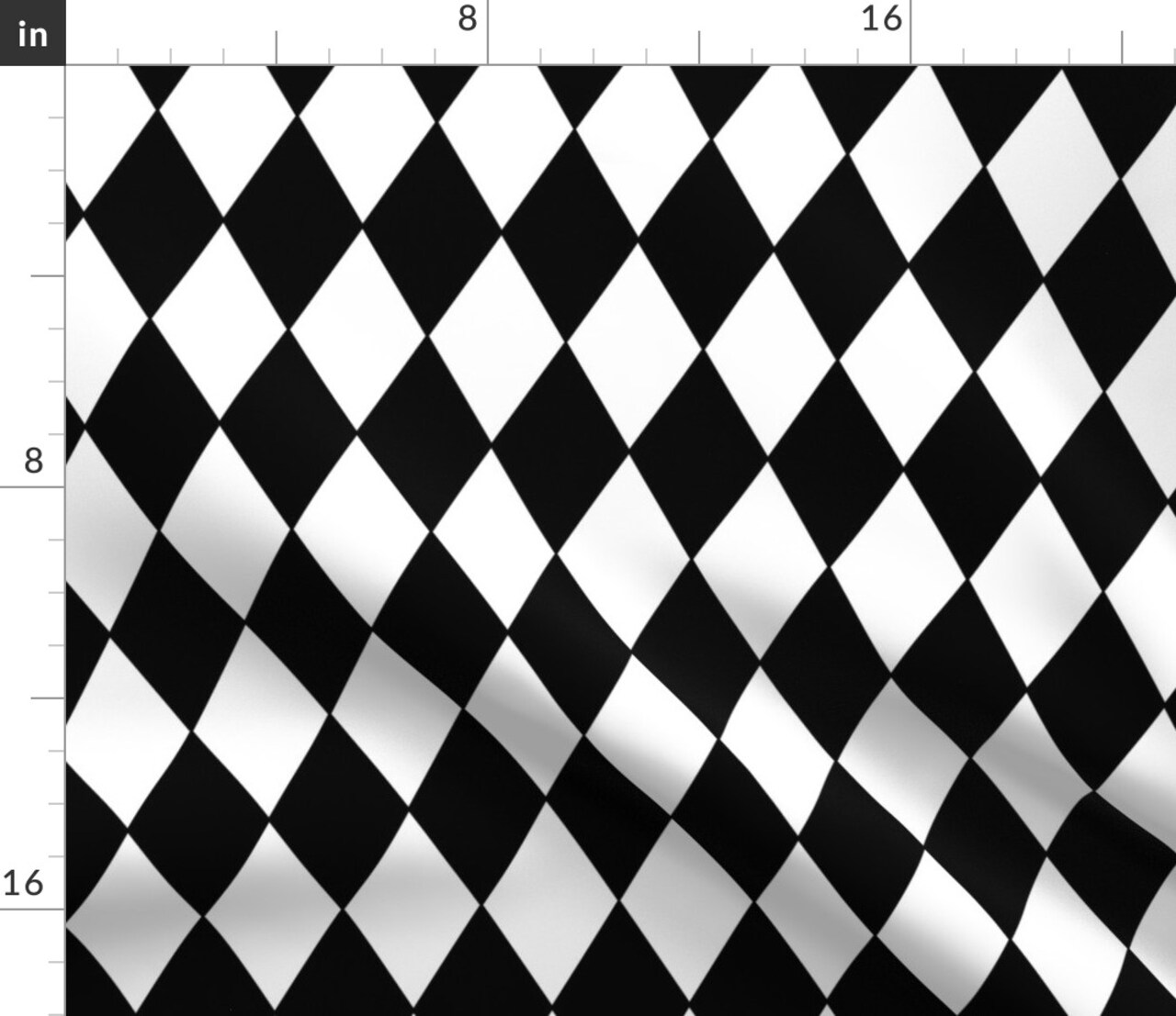 Diamonds Black & White Diamond Geometric Check Custom Printed Fabric by Spoonflower Various Fabrics by the Yard or Fat Quarter